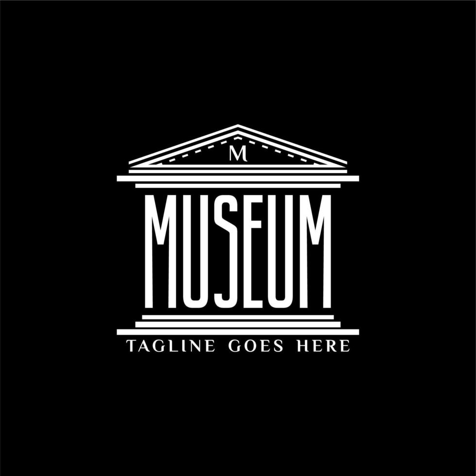 logo del museo con colonna pilastro antico edificio roma grecia design vettore