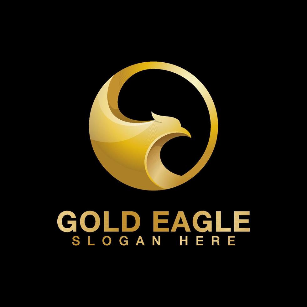 design del logo dell'aquila d'oro di lusso vettore