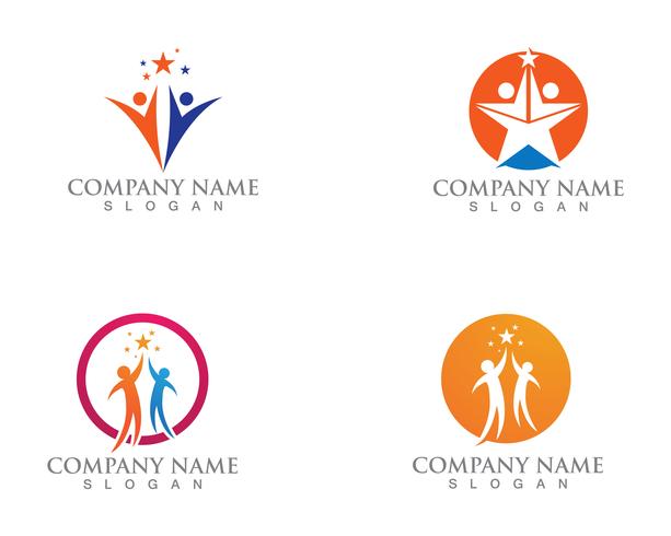 Progettazione dell&#39;illustrazione dell&#39;icona di vettore di Success Business di logo della gente della stella