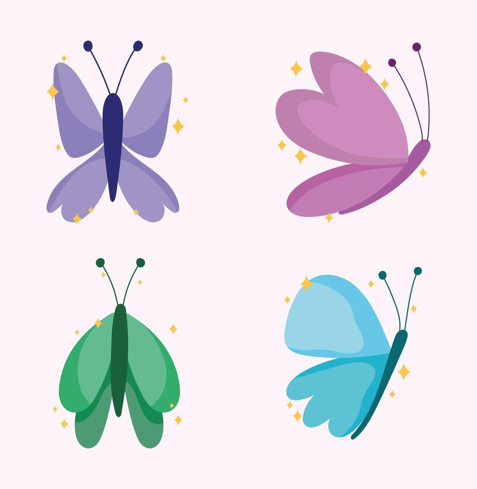 set di icone farfalle vettore