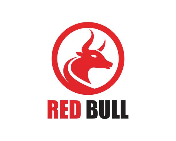 Icone del modello logo e simboli del corno rosso Bull vettore