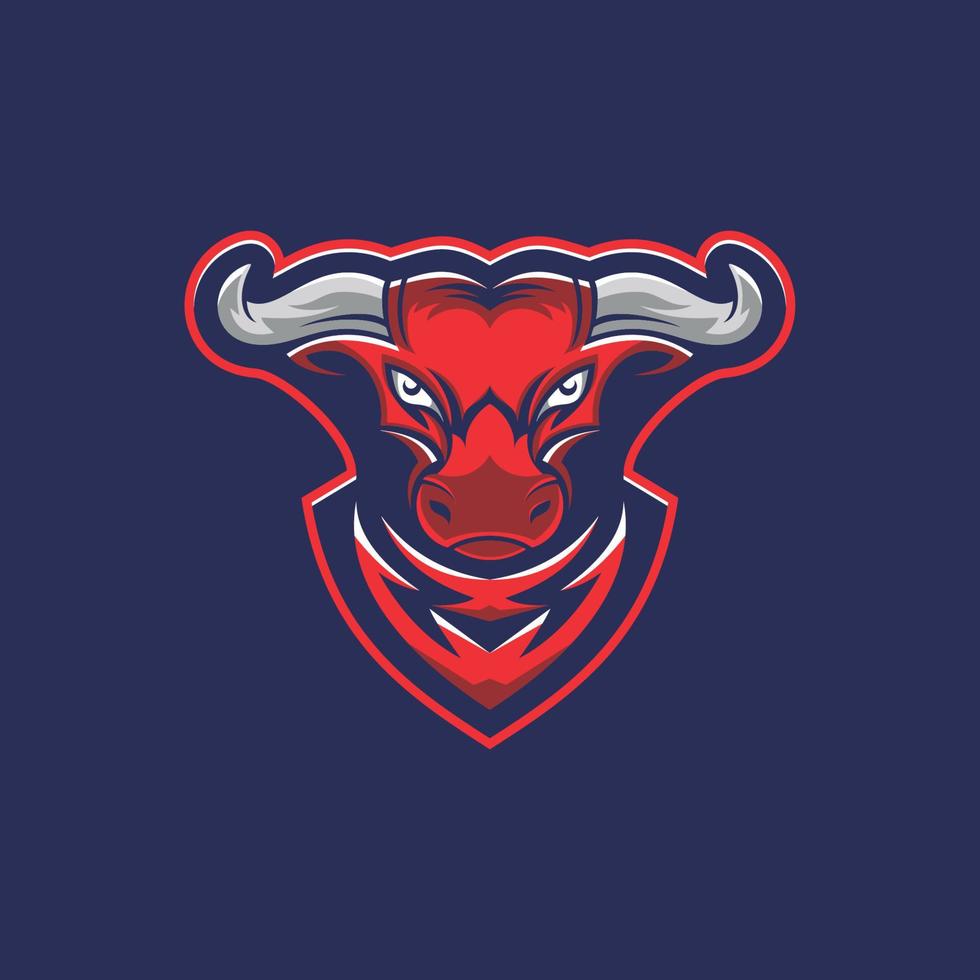 design del logo del modello di testa toro esport vettore