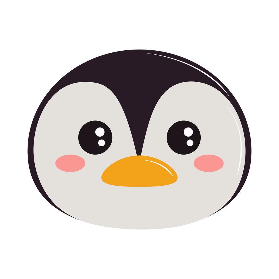 faccia kawaii pinguino vettore