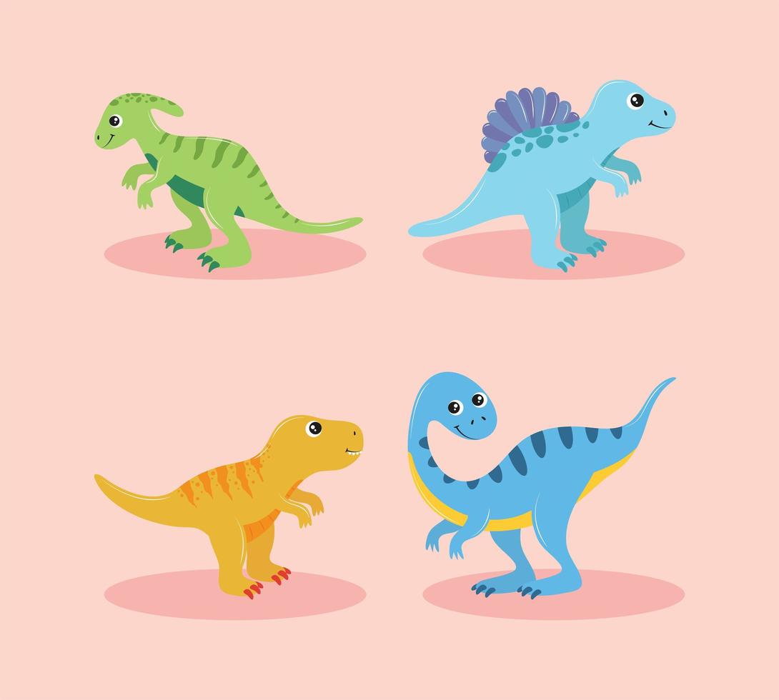 set di icone dinosauri vettore