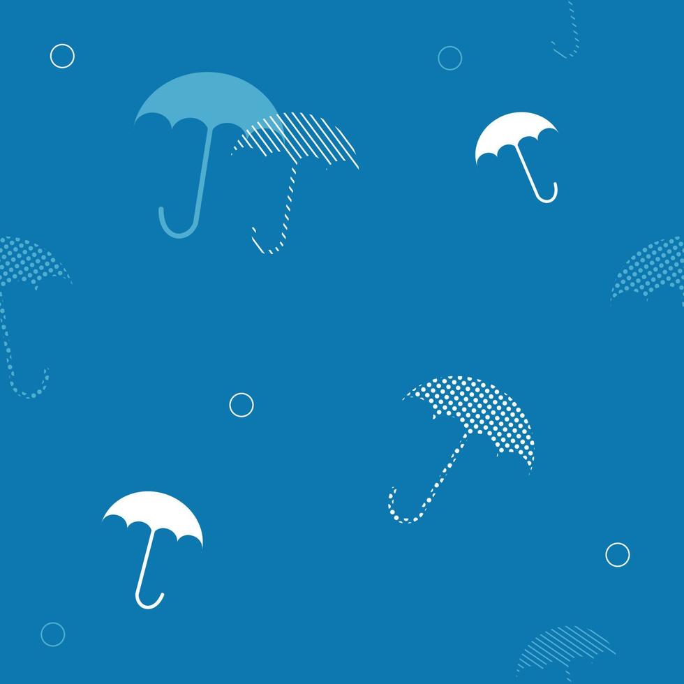 ombrello bianco e blu e sfondo senza cuciture a pois per motivi in tessuto vettore