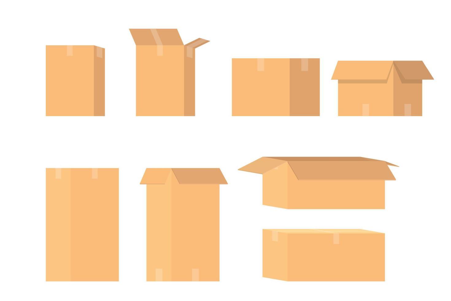 set di scatole di carta da diverse angolazioni. illustrazione vettoriale