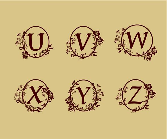 decorazione Lettera U, V, W, X, Y, Z modello di concetto di design del logo vettore