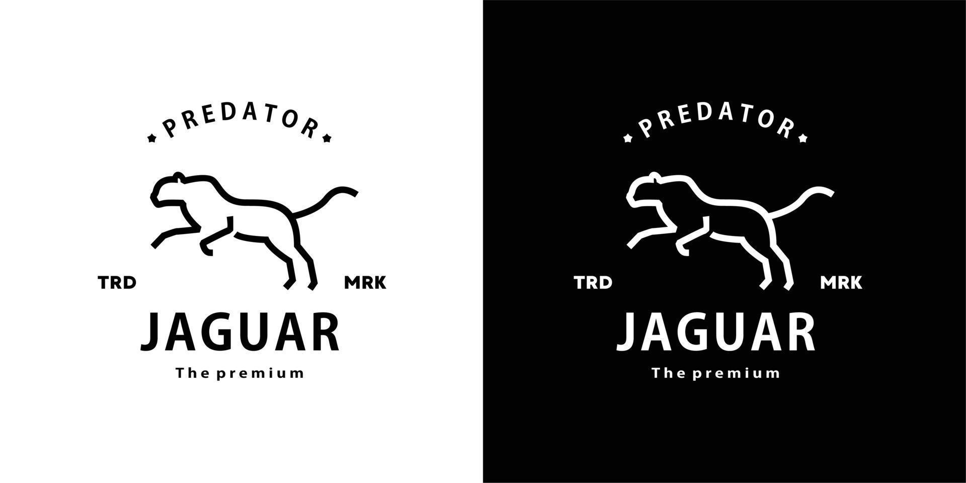 vintage retrò hipster jaguar logo vettore contorno monoline art icona