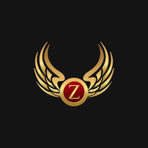 Modello di disegno di lusso logo lettera Z emblema di ali vettore