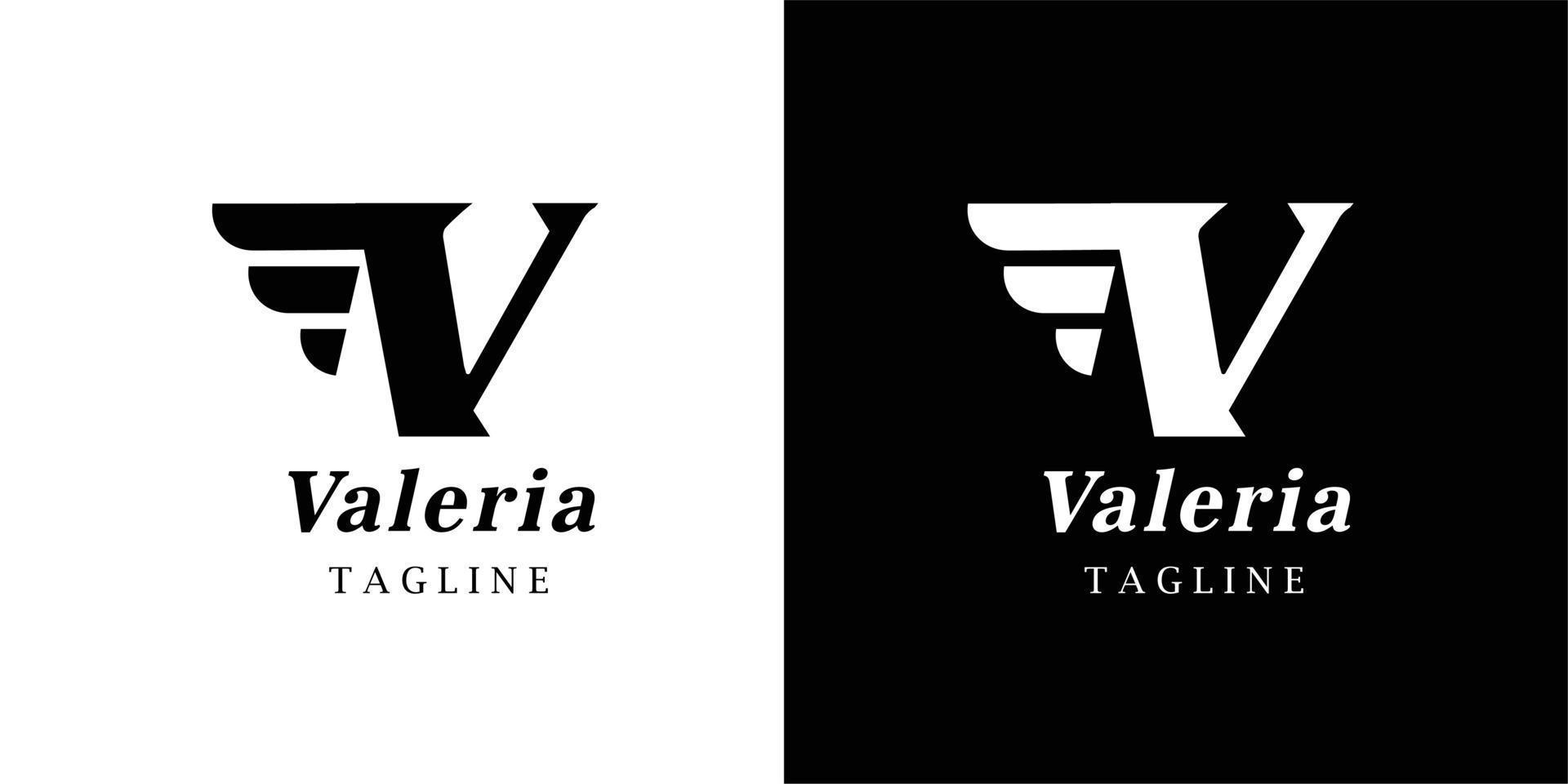 punto lettera v logo. v lettering vettore di design con le ali