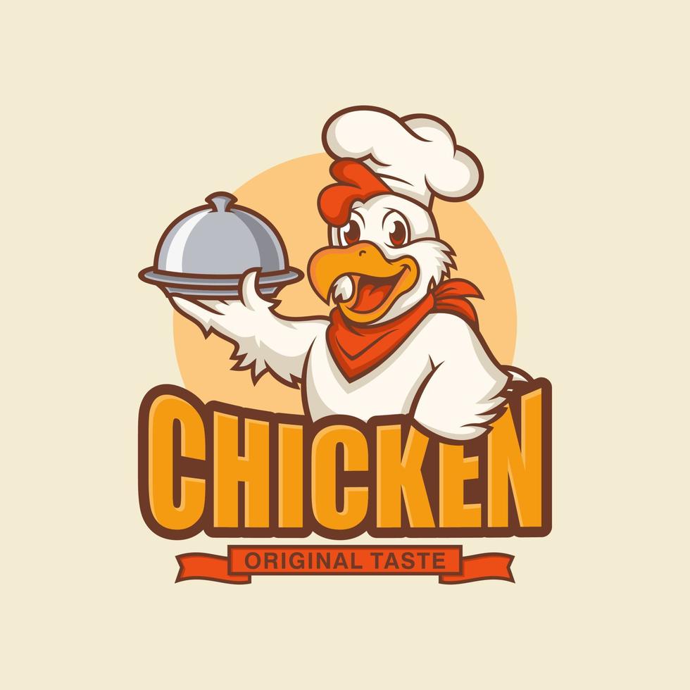 vettore di logo mascotte di pollo. illustrazione vettoriale di pollo. disegno di marchio di vettore di fattoria biologica