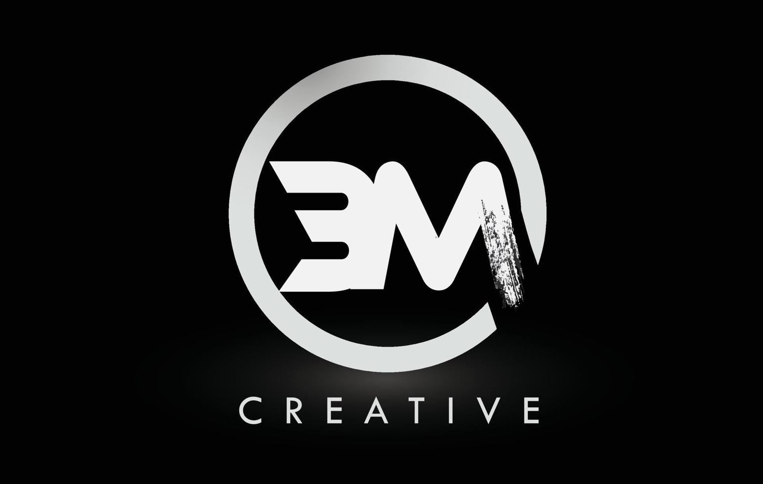 design del logo della lettera pennello bm bianco. logo icona lettere spazzolate creative. vettore