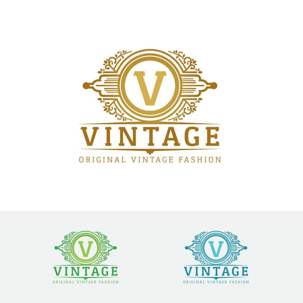 design vintage lettera v logo vettore