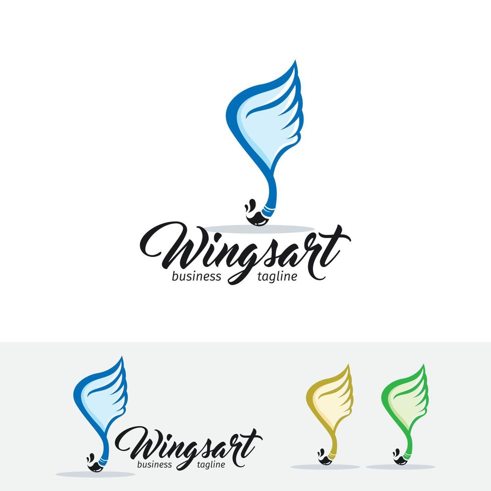 logo del concetto di ala e pennello vettore