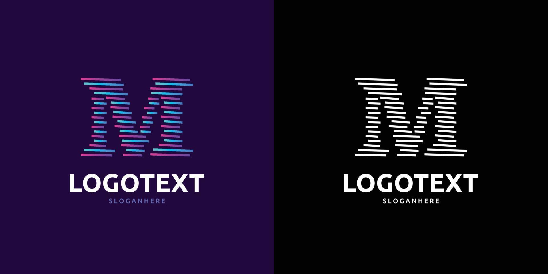 logo della lettera m, logo delle linee colorate vettore