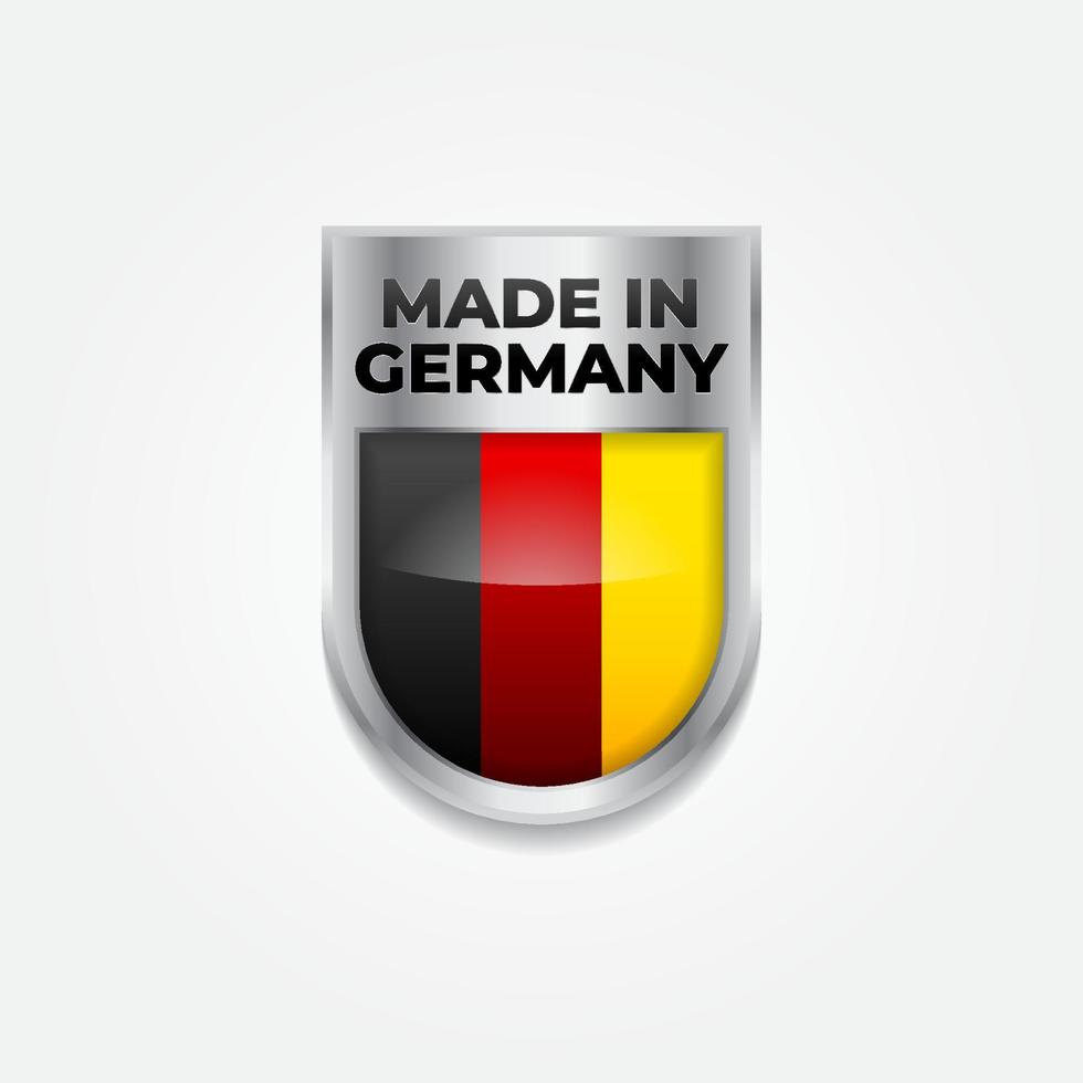 prodotto in germania etichetta illustrazione vettoriale, design di adesivo segno distintivo bandiera per la promozione dei media del prodotto vettore