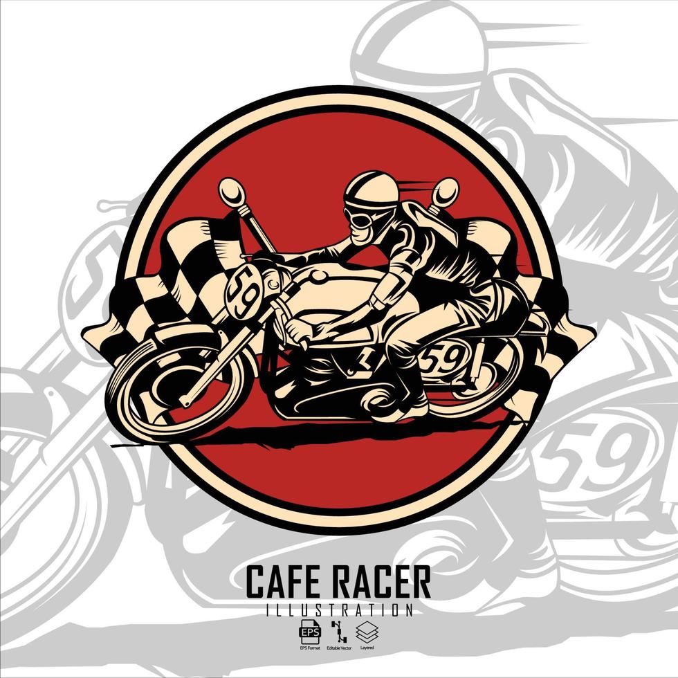 vintage caferacer illustrazione 2, formato pronto eps 10.eps vettore