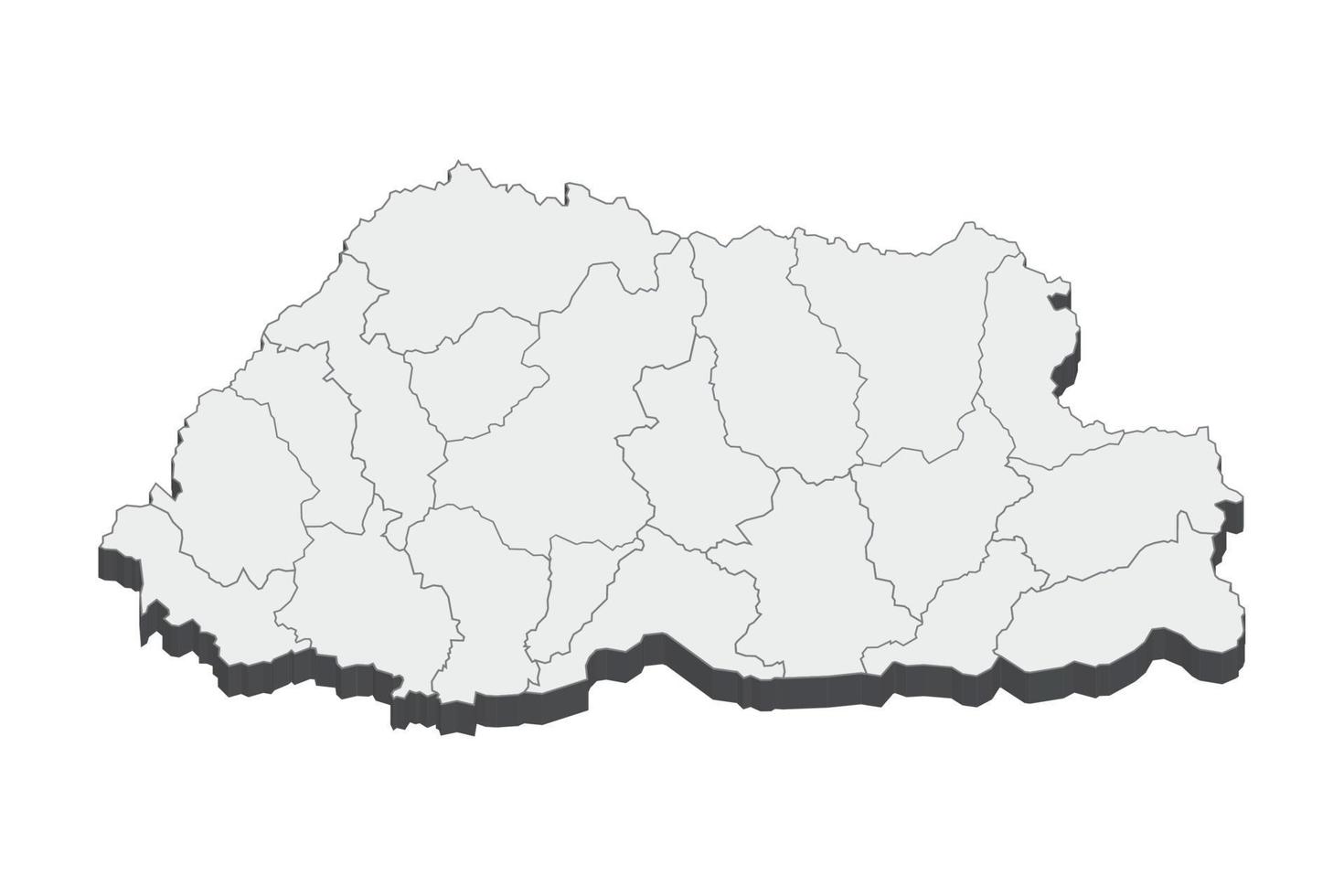 Illustrazione della mappa 3d del bhutan vettore