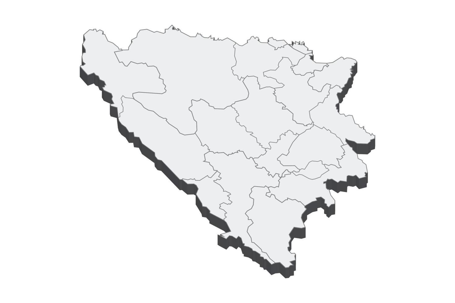 Illustrazione della mappa 3d della bosnia e dell'erzegovina vettore