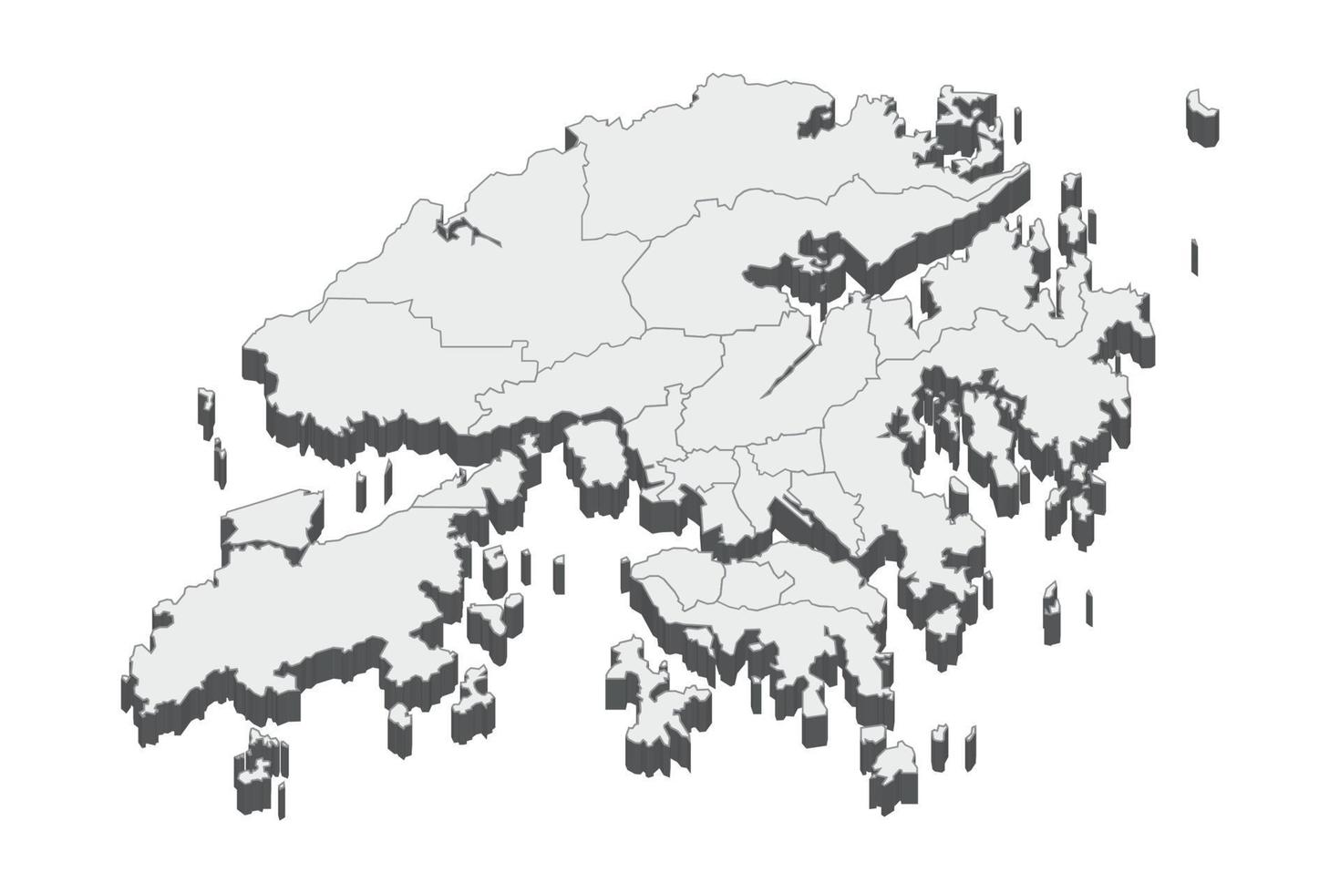 Illustrazione della mappa 3d di hong kong vettore