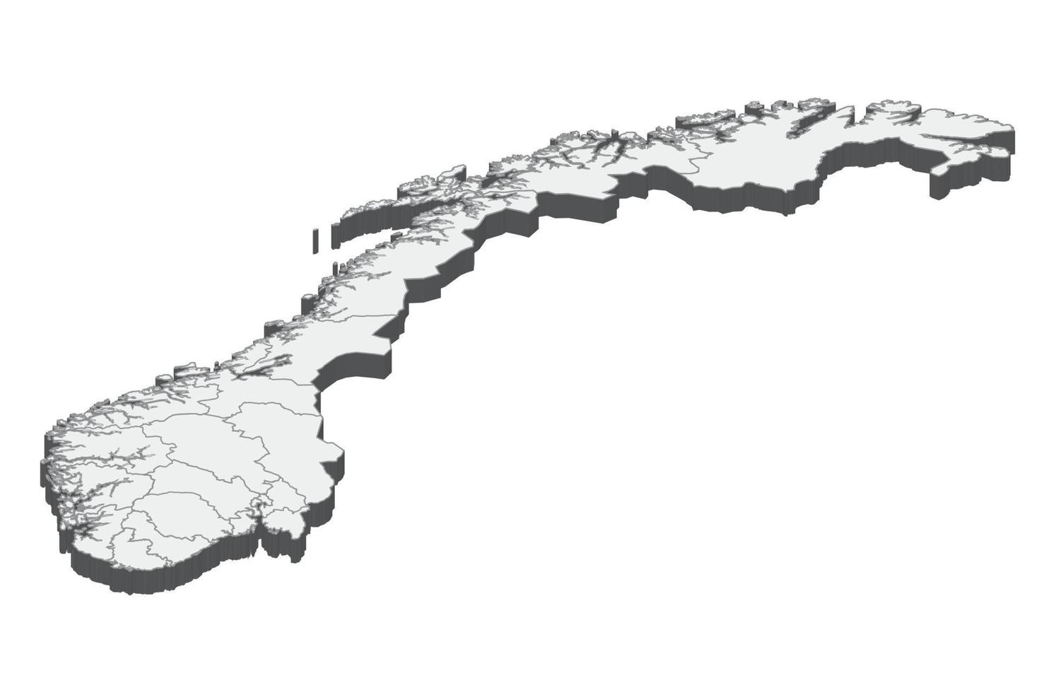 Illustrazione della mappa 3d della Norvegia vettore