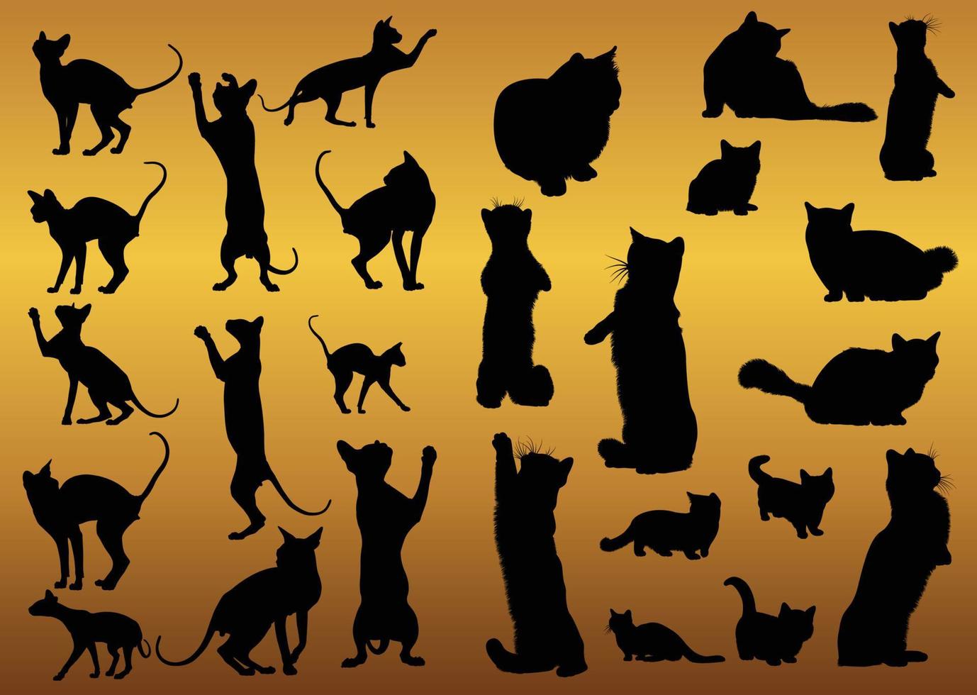 illustrazione collezione di sagome di gatto vettore