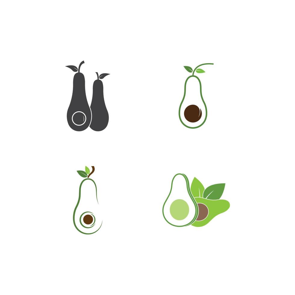 modello di logo di frutta di avocado. metà di avocado con disegno vettoriale foglia.