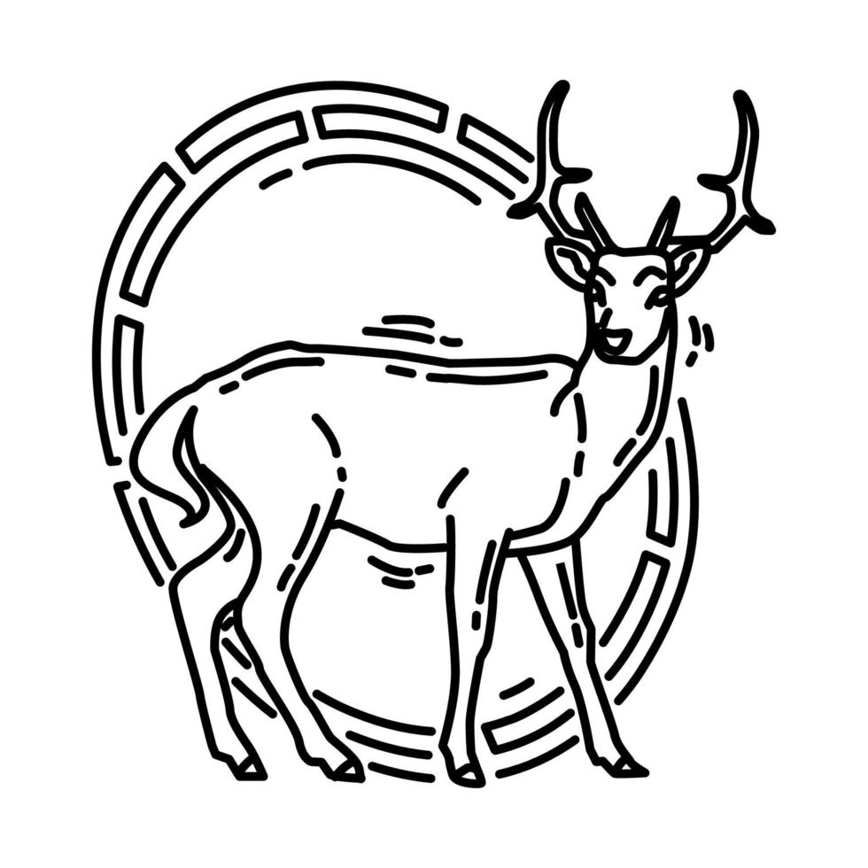 icona di simboli di cervo feng shui. doodle disegnato a mano o stile icona di contorno. vettore