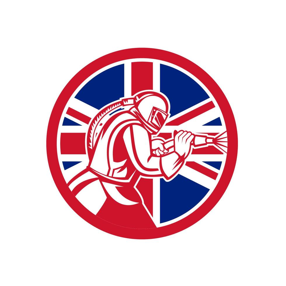 British sandblaster sabbiatura abrasiva union jack flag circle vettore