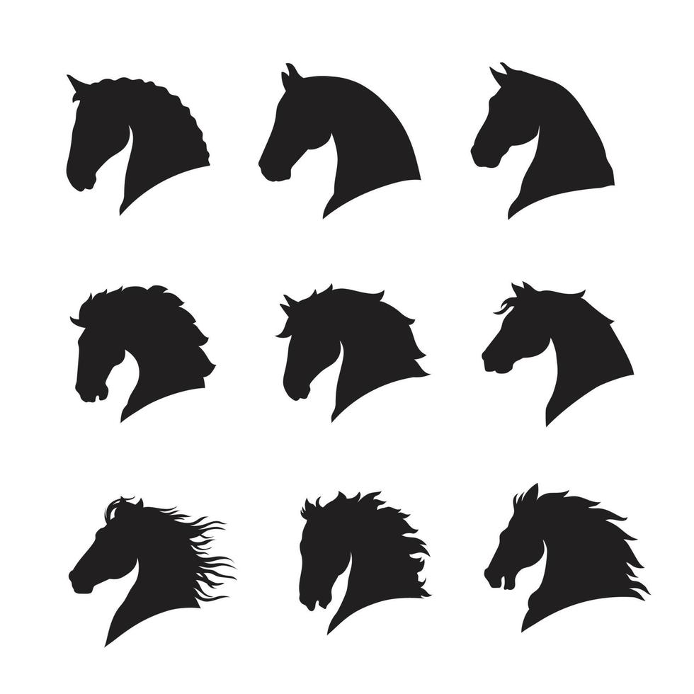 vettore di raccolta silhouette testa di cavallo