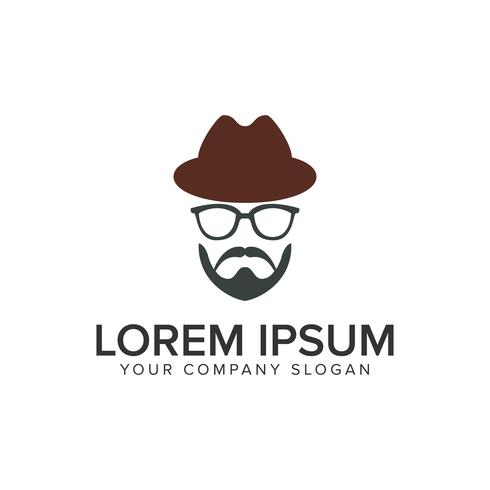 uomo con il modello di concetto di progettazione logo barba e cappello. completamente edita vettore