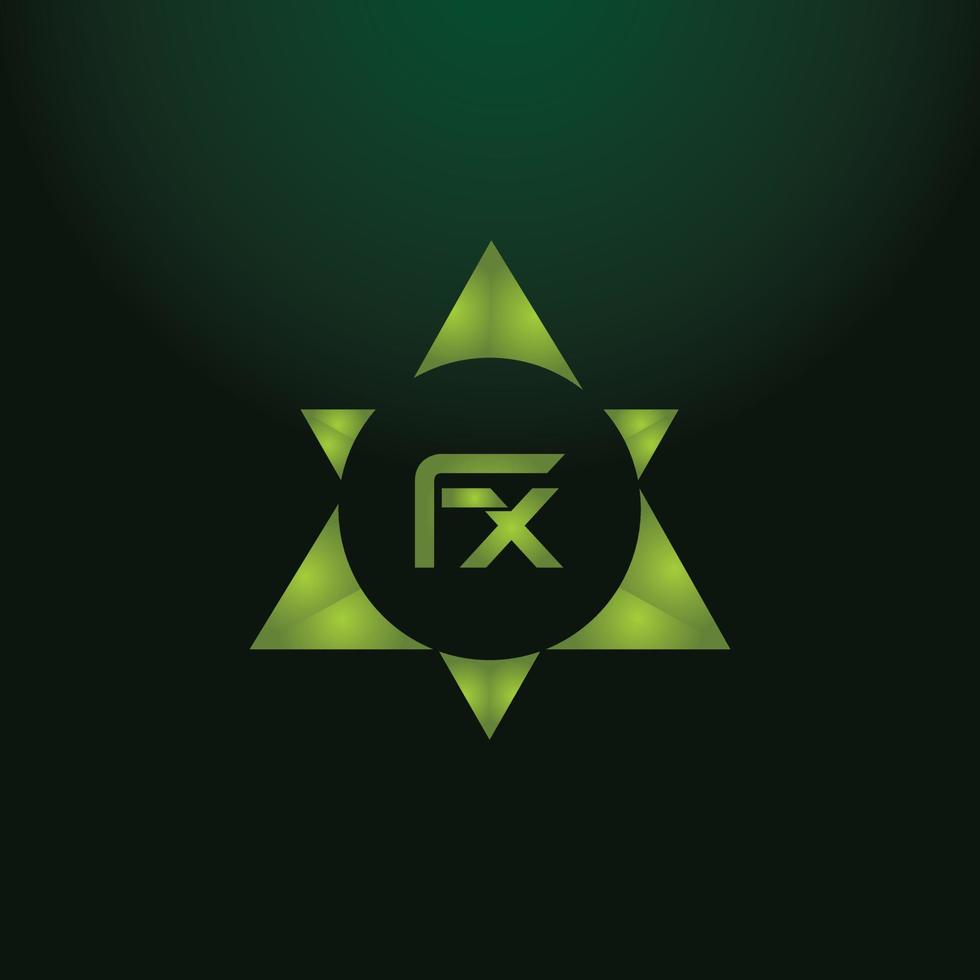 fx lettera logo design su sfondo nero. fx creative iniziali lettera logo concept. disegno dell'icona fx. vettore