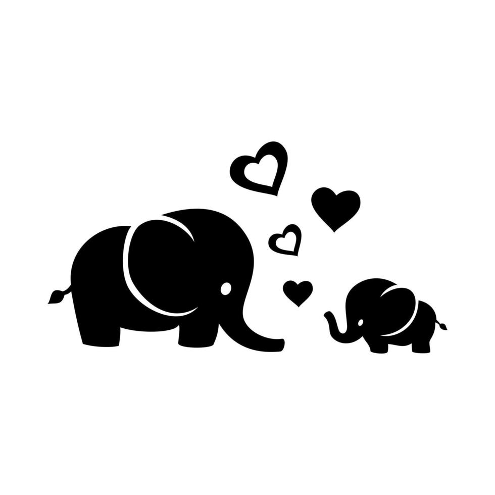 elefanti neri su sfondo bianco, illustrazione vettoriale