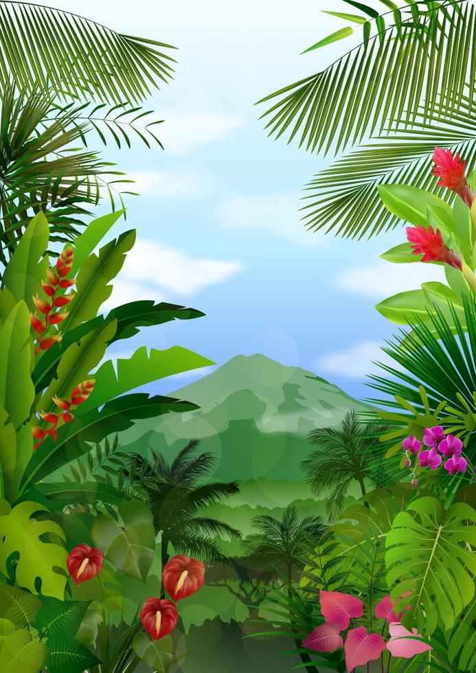 paesaggio di montagne di background.vector tropicale vettore