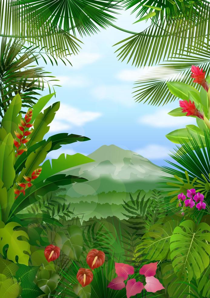 paesaggio di montagne di background.vector tropicale vettore