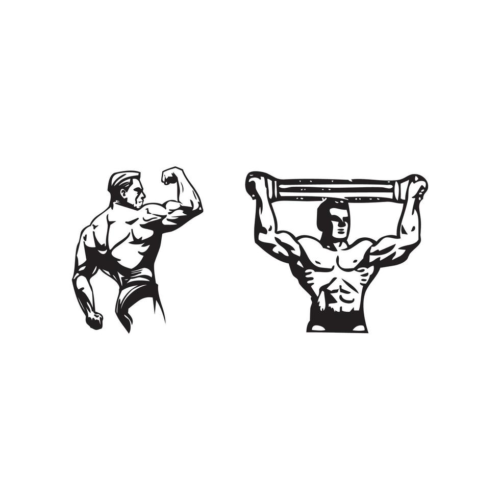 illustrazione dell'icona di vettore del bodybuilder, logo del bodybuilder