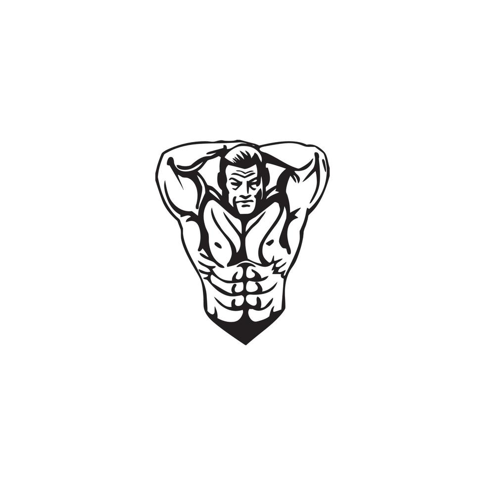 illustrazione dell'icona di vettore del bodybuilder, logo del bodybuilder