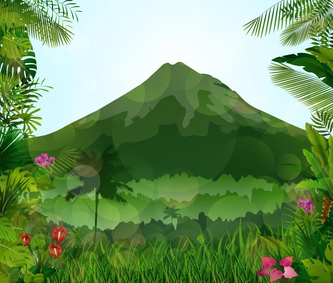 paesaggio di montagne di background.vector tropicale vettore