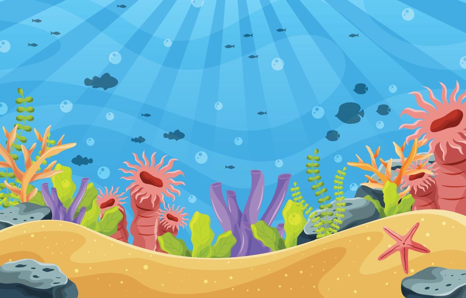 sfondo oceano con corallo colorato e piante marine vettore