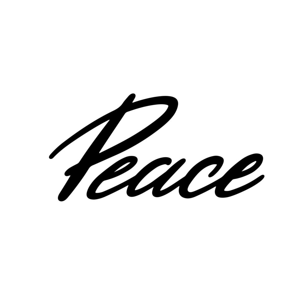 scritte in mano per la pace nel mondo. iscrizione in bianco e nero vettore
