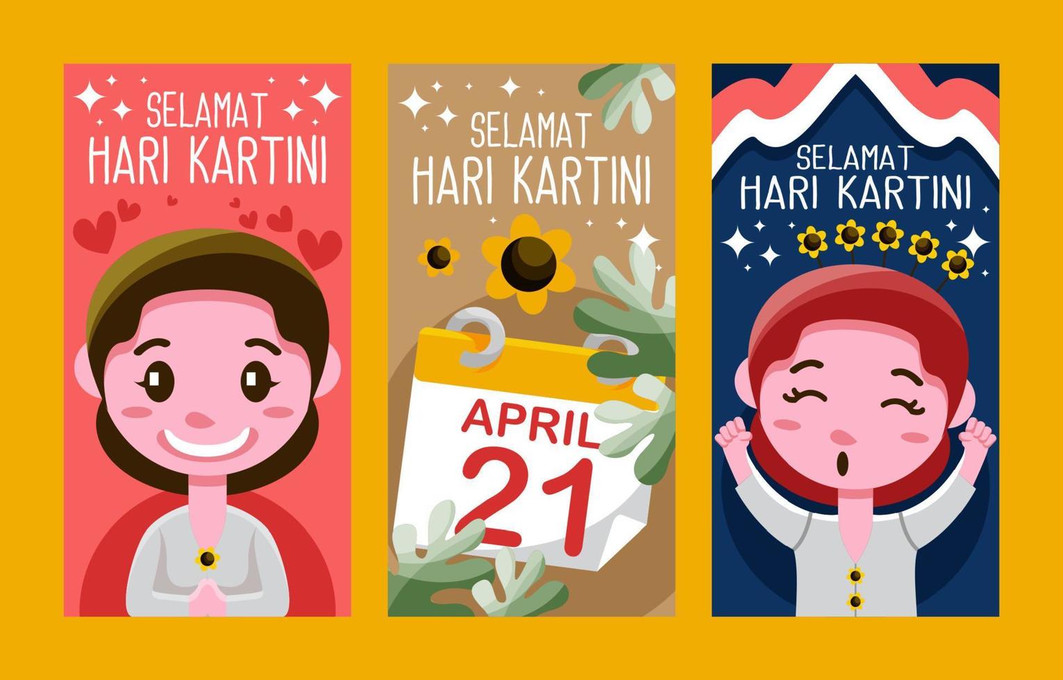 set di banner selamat hari kartini vettore