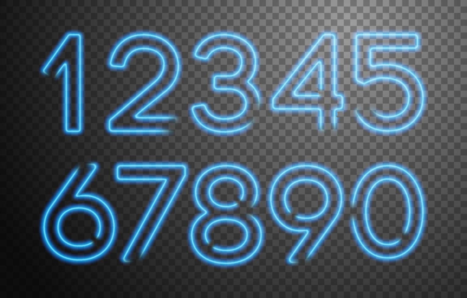 raccolta di simboli numerici, stile linea neon blu. illustrazione vettoriale