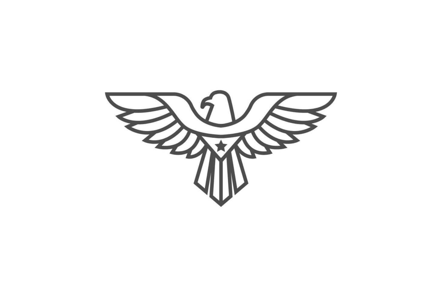 forte aquila falco falco linea contorno distintivo emblema logo disegno vettoriale
