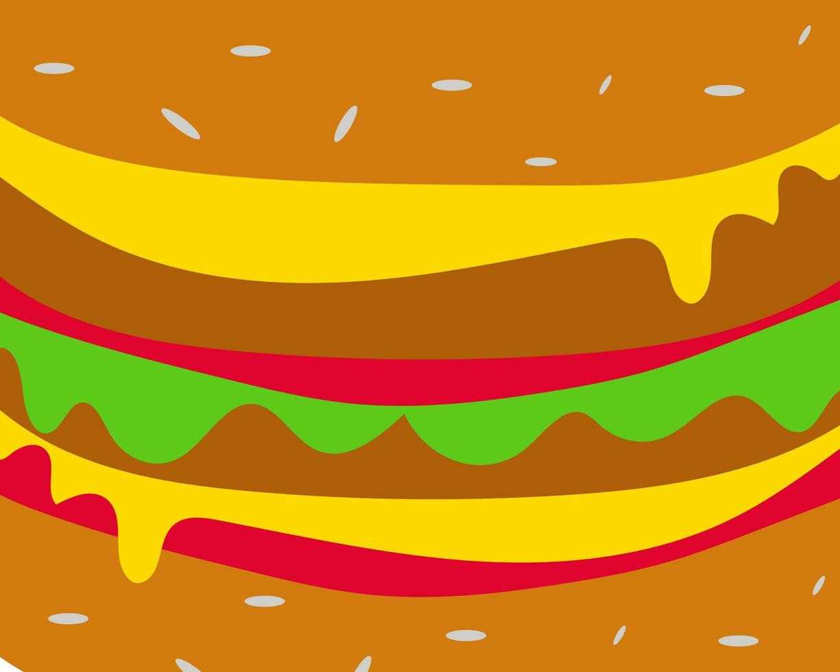 hamburger di manzo o maiale con formaggio. salsa di pomodoro e sfondo di verdure. idea per il tuo design sul cibo. vettore