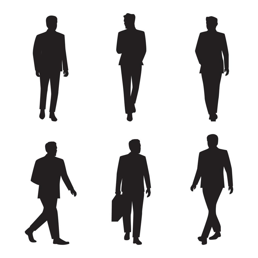 collezione silhouette uomo d'affari a piedi vettore