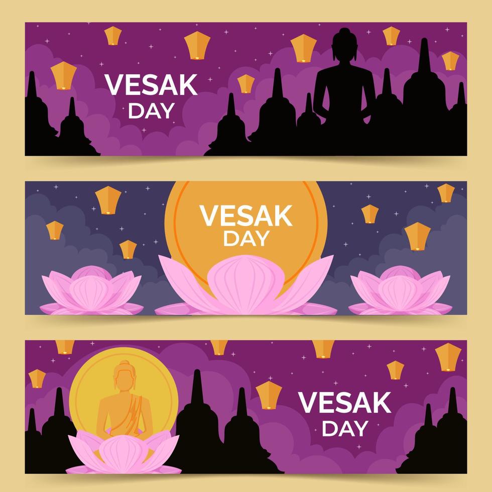 collezione di modelli di banner del giorno di vesak vettore