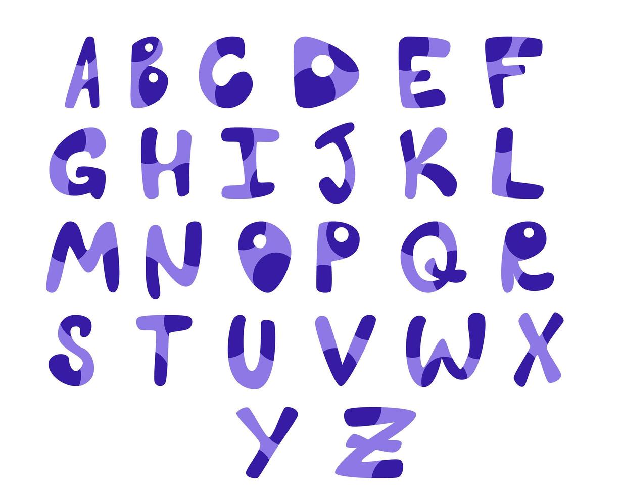 alfabeto inglese blu in uno stile piatto isolato su priorità bassa. vettore