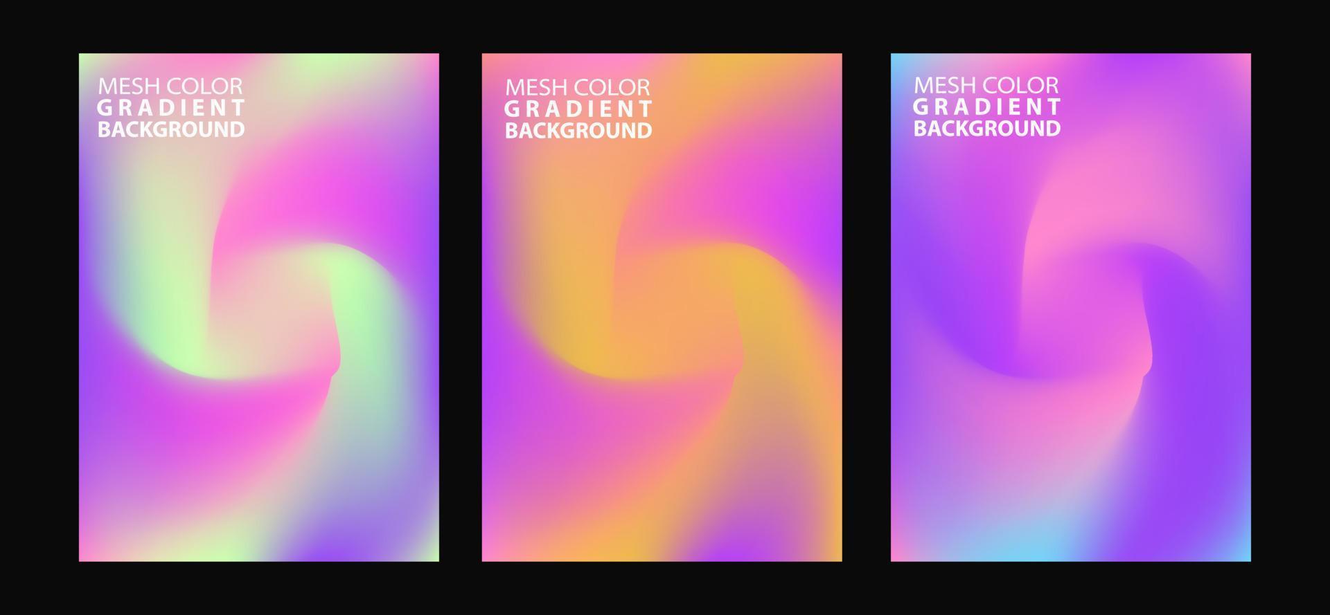 astratto 3 forme fluide maglia gradiente colori sfondi impostati. modello vettoriale moderno per brochure, flyer, copertina, catalogo. composizione grafica fluida colorata
