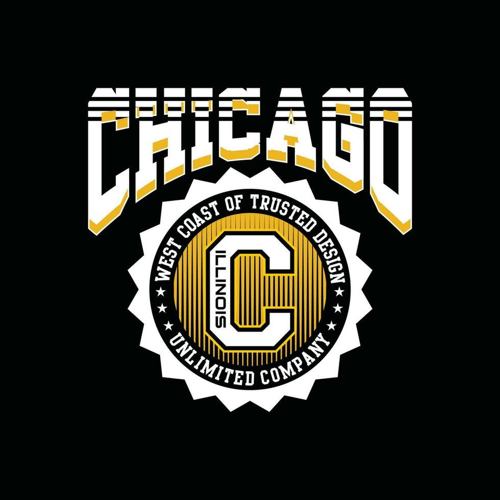 elemento di chicago della moda maschile e della città moderna in tipografia graphic design.illustrazione vettoriale.tshirt,abbigliamento,abbigliamento e altri usi vettore