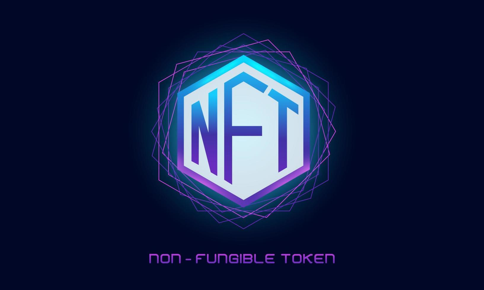 token non fungibile nft. disegno del testo del token non fungibile background.technology abstract.futuristic vector.nft concept vettore